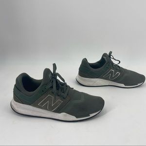 Men’s Size 12 - New Balance 247 Olive Green White Suede Canvas Sneakers